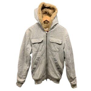 Diesel Hoodie Jacket Men’s Gray Sherpa Lined Fleece Full Zip Casual Outerwear L
